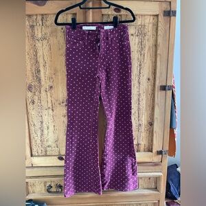 Anthropologie Velvet Floral Flare/Bootcut Pants